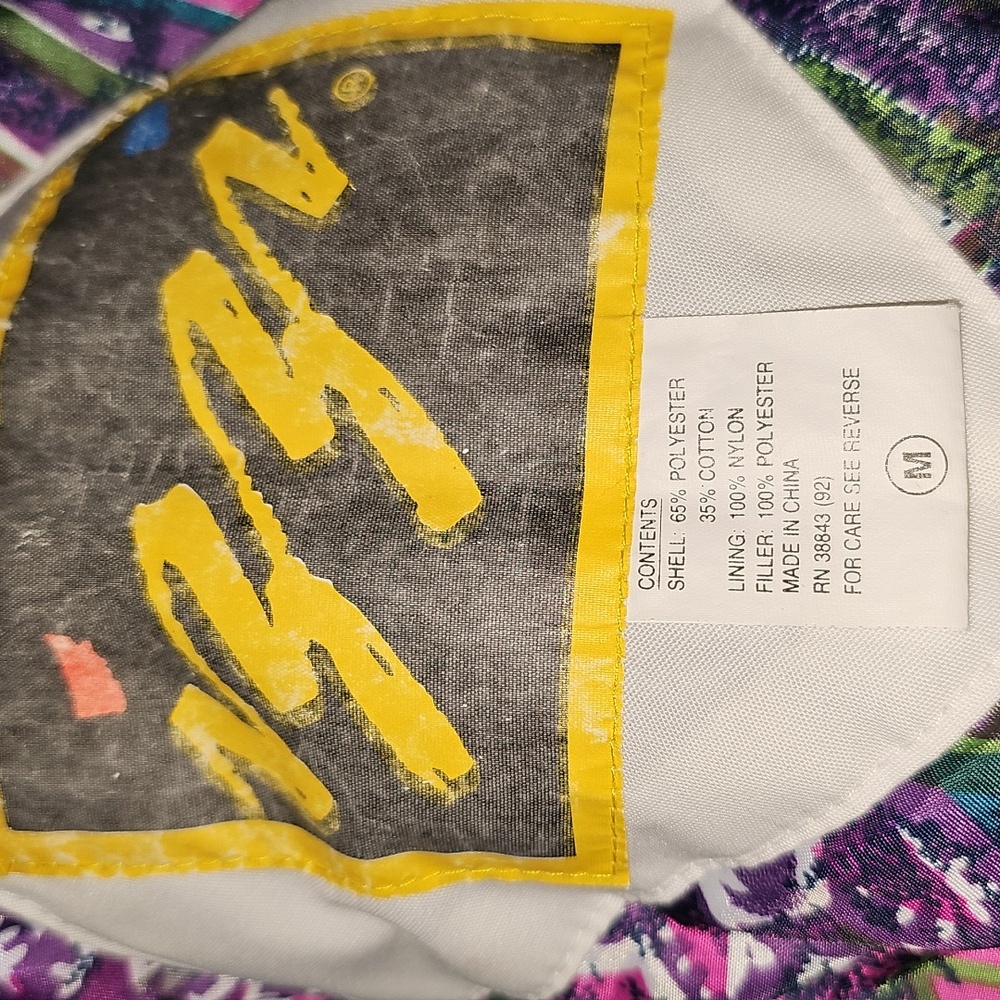 Vintage Izzi Ski Puffer Jacket Coat Womens M White Purple Teal 80s 90s Rare - Picture 13 of 13